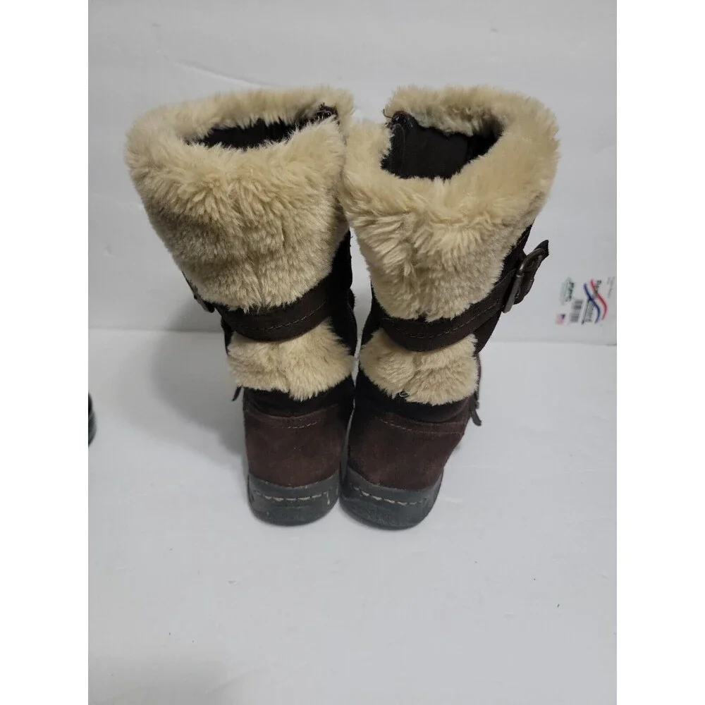 Earth Spirit Brigitte Brown Suede Leather Faux Fur Zip Boots Women’s Size US 8